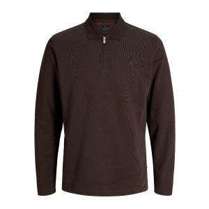 Jack & Jones Longsleeve Poloshirt Zip Donkerbruin