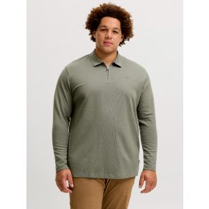 Jack & Jones Longsleeve Poloshirt Zip Olijfgroen