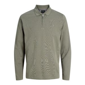 Jack & Jones Longsleeve Poloshirt Zip Olijfgroen